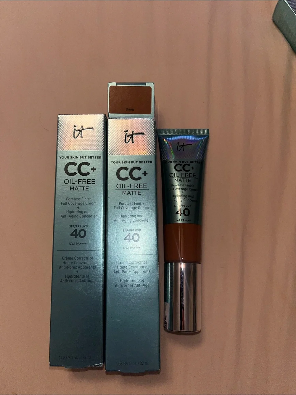 IT Cosmetics CC+ Oil-Free Matte Cream Foundation SPF 40 - Deep (40) Set of 2